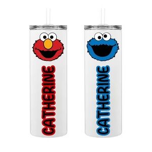 NWT Custom Name Tumbler – Elmo & Cookie Monster Design – 20oz/18.5oz